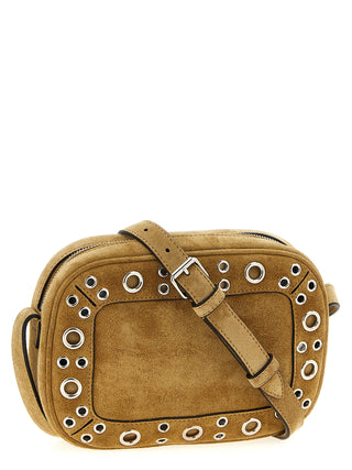 Bolso bandolera beige de cuero de vaca