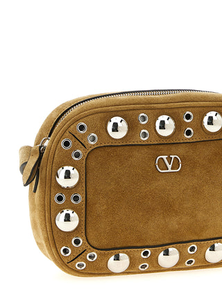 Bolso bandolera beige de cuero de vaca