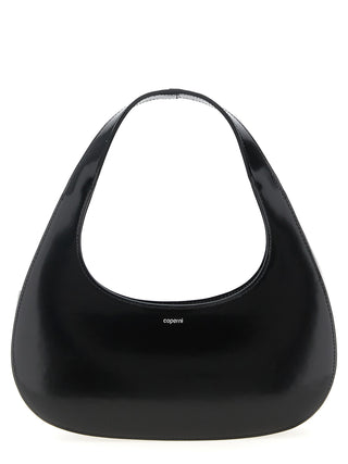 Bolso de mano negro de piel de vaca