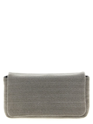 Silver Leather Clutch Bag
