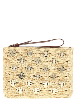 Beige Rayon Clutch Bag