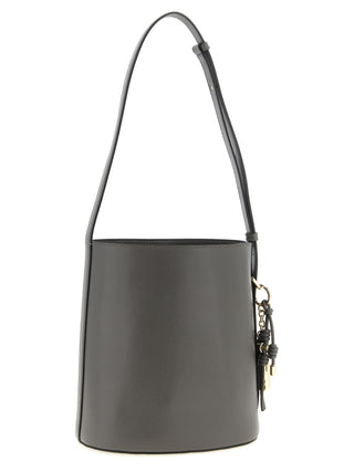 Bolso de hombro de piel de becerro gris