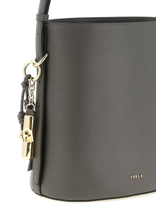 Bolso de hombro de piel de becerro gris
