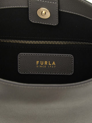 Bolso de hombro de piel de becerro gris