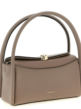 Bolso de mano de piel de becerro gris
