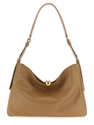 Beige Calfskin Shoulder Bag