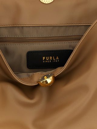 Bolso de hombro de piel de becerro beige