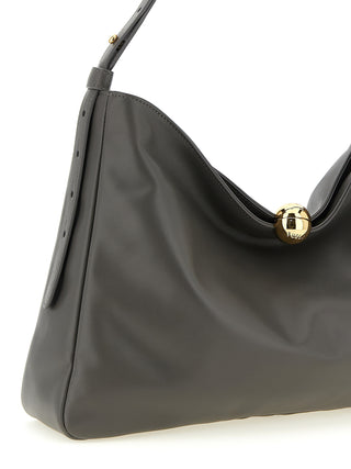 Bolso de hombro de piel de becerro gris