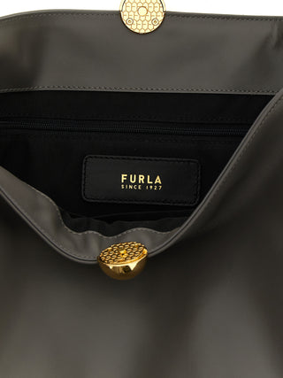 Bolso de hombro de piel de becerro gris