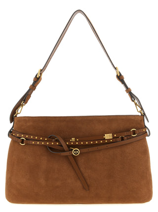 Bolso de hombro marrón de cuero de vaca