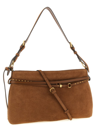 Bolso de hombro marrón de cuero de vaca
