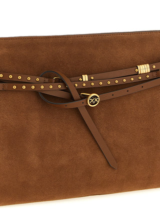 Bolso de hombro marrón de cuero de vaca