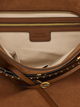 Bolso de hombro marrón de cuero de vaca