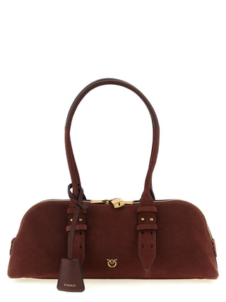 Bolso de hombro de piel de vaca burdeos