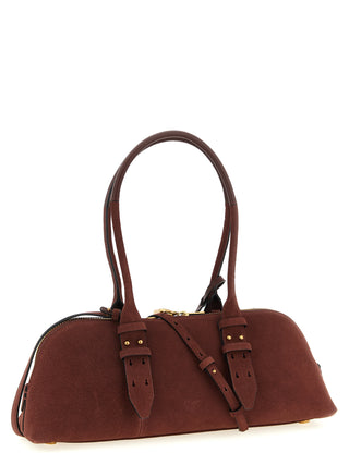 Bolso de hombro de piel de vaca burdeos