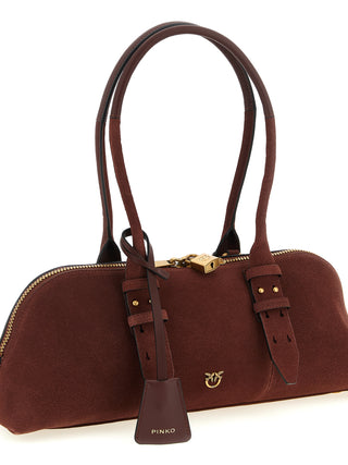 Bolso de hombro de piel de vaca burdeos