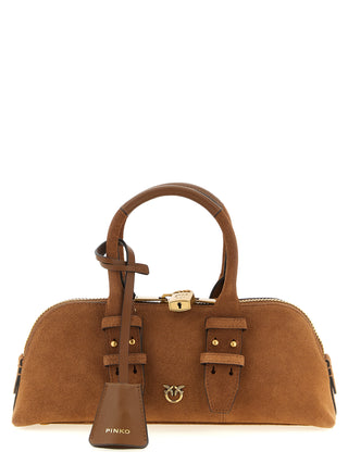Bolso de hombro marrón de cuero de vaca