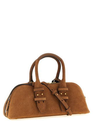 Bolso de hombro marrón de cuero de vaca