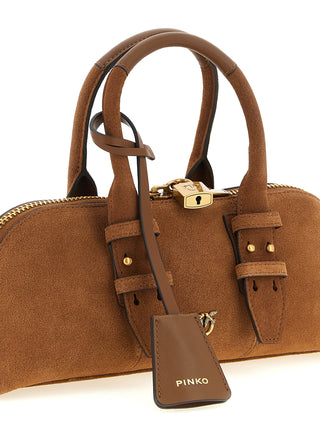 Bolso de hombro marrón de cuero de vaca