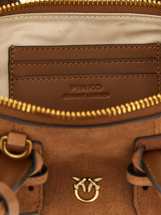 Bolso de hombro marrón de cuero de vaca