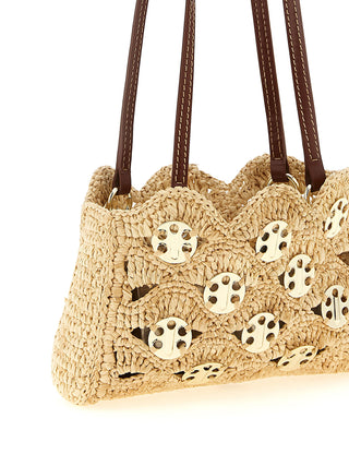 Bolso de hombro de ramio beige
