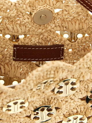 Bolso de hombro de ramio beige
