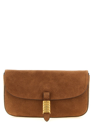 Bolso de hombro marrón de cuero de vaca