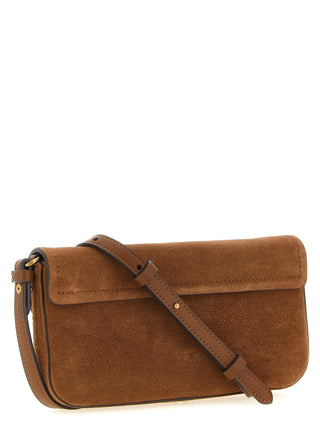 Bolso de hombro marrón de cuero de vaca
