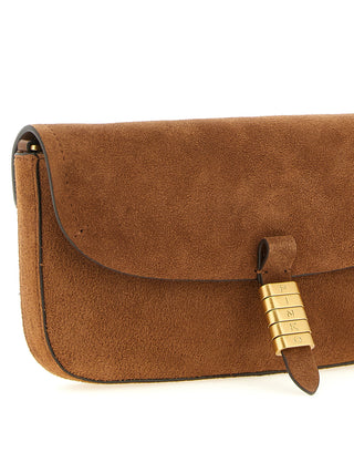 Bolso de hombro marrón de cuero de vaca
