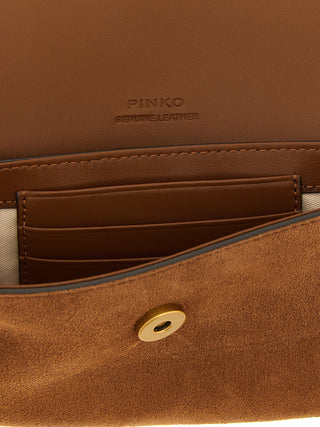 Bolso de hombro marrón de cuero de vaca