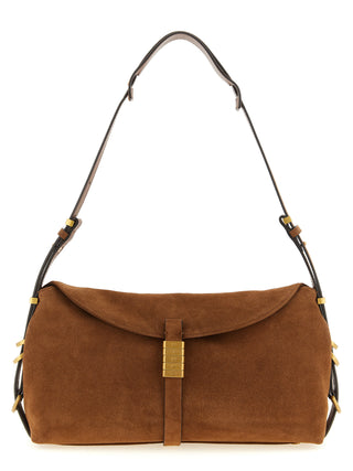 Bolso de hombro marrón de cuero de vaca
