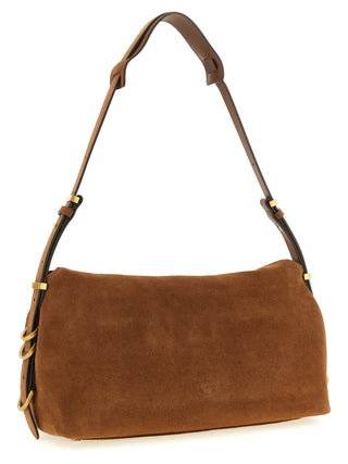 Bolso de hombro marrón de cuero de vaca