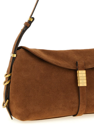 Bolso de hombro marrón de cuero de vaca