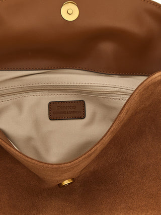 Bolso de hombro marrón de cuero de vaca