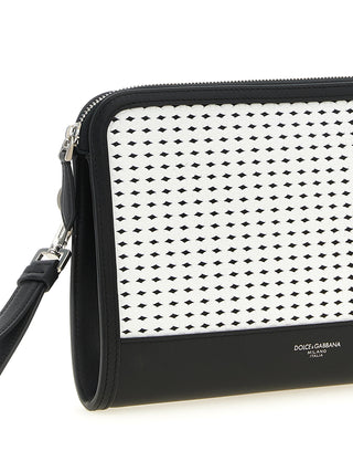 Bolso de mano bicolor de piel de becerro