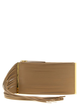 Beige Leather Clutch Bag