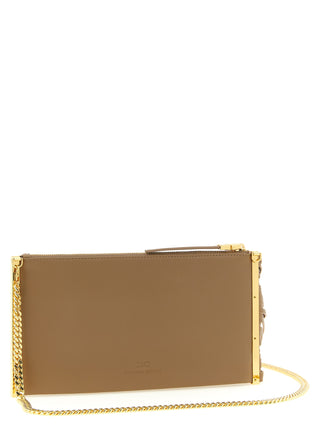 Beige Leather Clutch Bag
