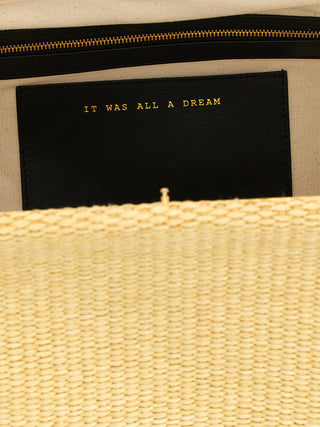 Beige Viscose Clutch Bag