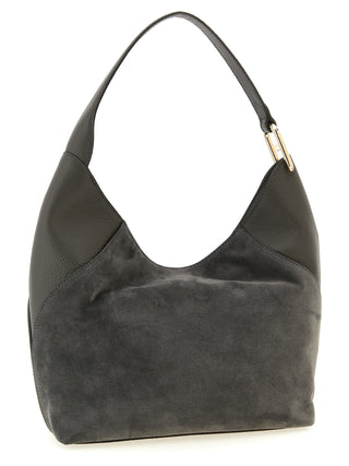 Bolso de hombro de piel de becerro gris