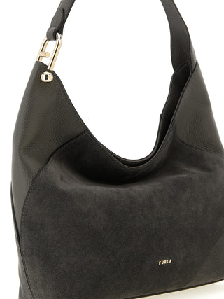 Bolso de hombro de piel de becerro gris