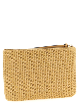 Beige Polypropylene Clutch Bag
