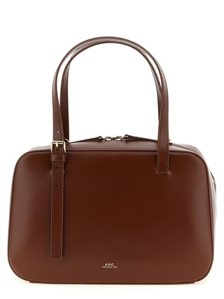 Bolso de mano marrón de cuero de vaca