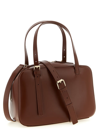 Bolso de mano marrón de cuero de vaca