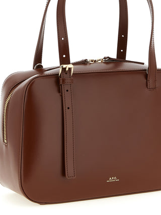 Bolso de mano marrón de cuero de vaca
