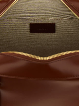 Bolso de mano marrón de cuero de vaca
