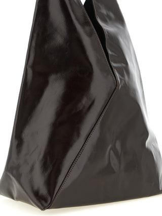 Bolso de mano marrón de cuero de vaca