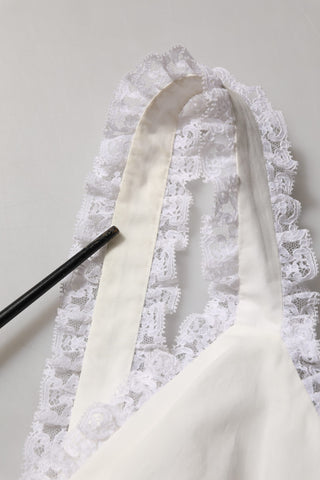 White Lace Trimmed Cotton Cropped Tank Top