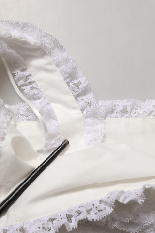 White Lace Trimmed Cotton Cropped Tank Top