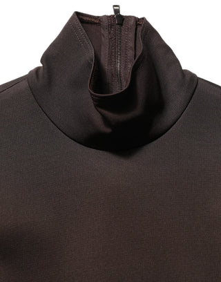 Brown Turtleneck Long Sleeves Blouse Top