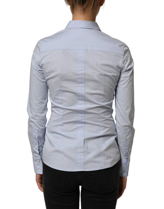 Blue Collared Long Sleeves Dress Shirt Top
